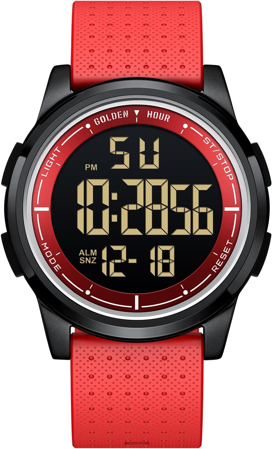 Ultra-Thin Minimalist Sports Waterproof Digital Watches Men with Wide-Angle Display Rubber Strap Wrist Watch for Men Women