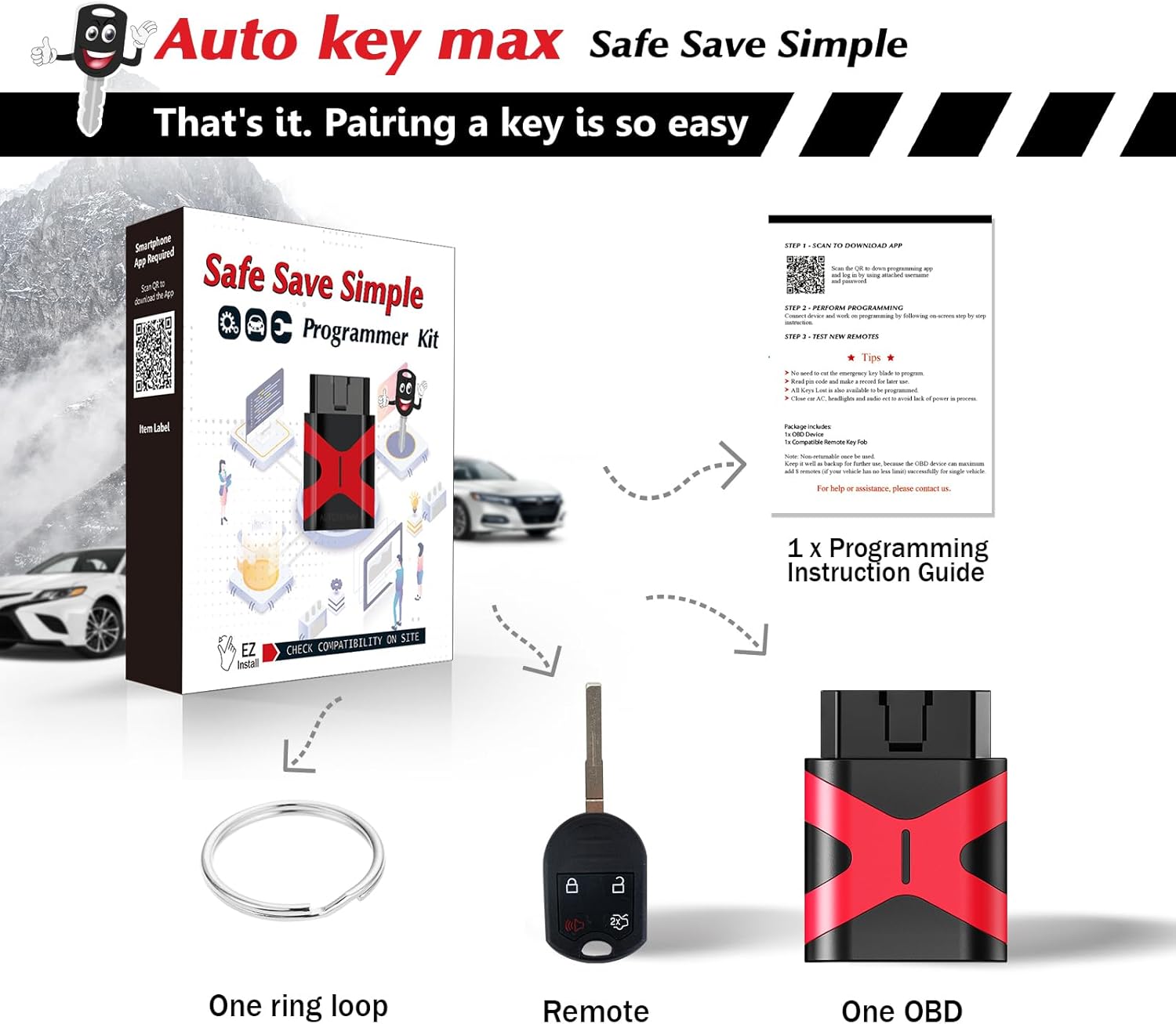 Programmable Keyfob, Replacement Car Keys and Fob DIY Programmer Kit for 2011-2015 Ford F150 F250 F350 Fusion Explorer Fiesta Remote Star CWTWB1U793