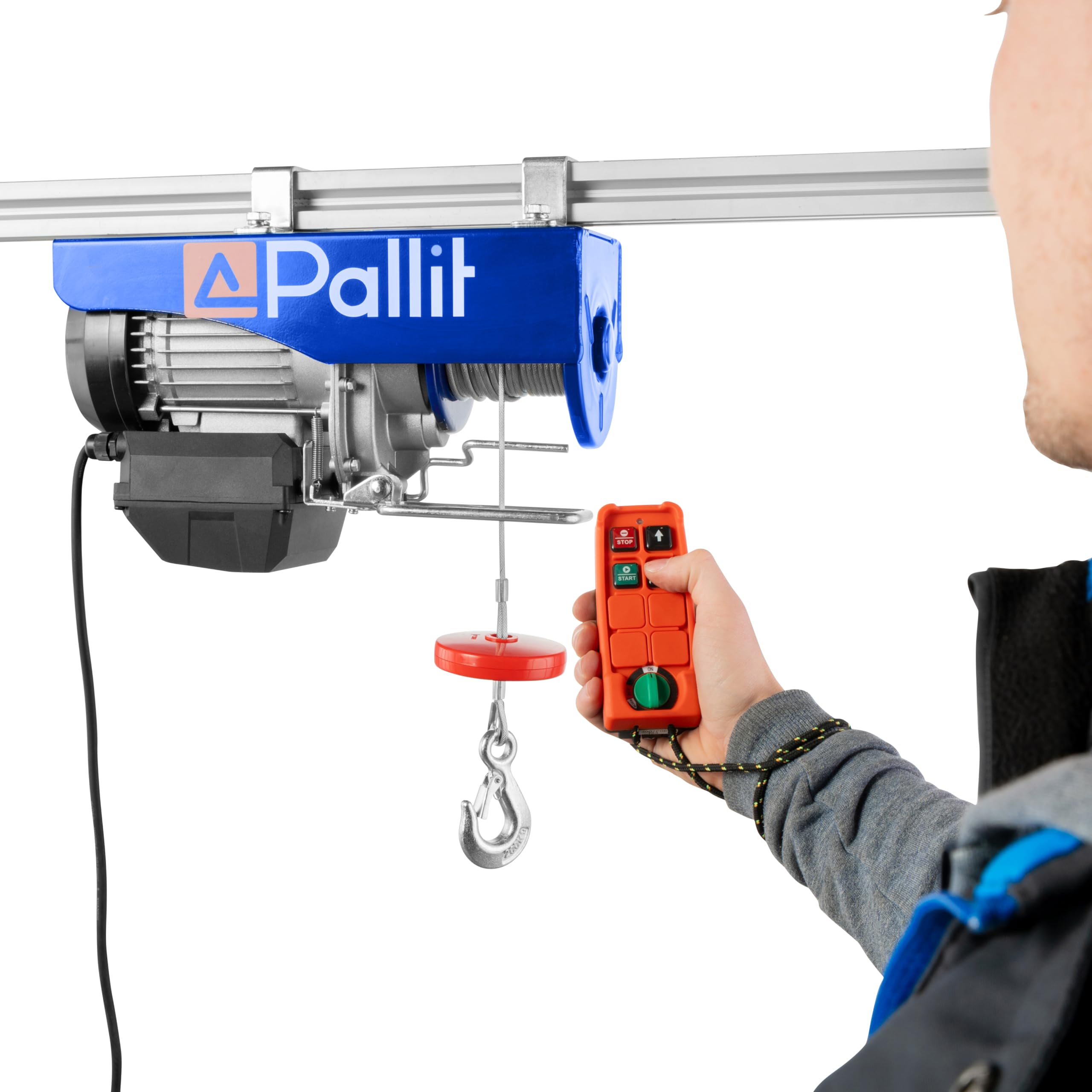 Pallit elektrische Seilwinde REMOTE | 200 kg/12 m | 400 kg/6 m | inkl. Funkfernbedienung mit 10 m Reichweite | Seilzug elektrisch