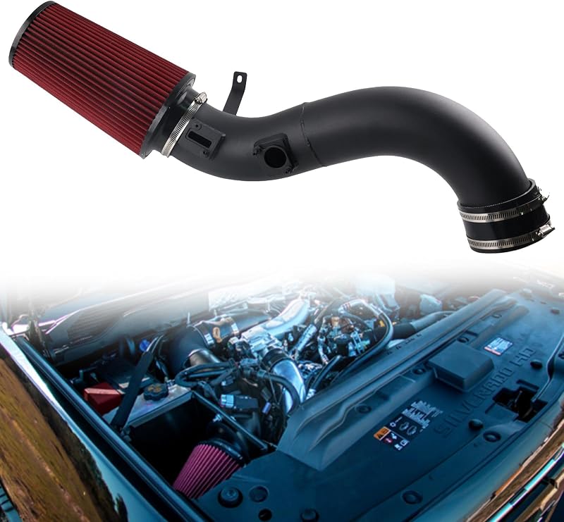 Kit de admissão de ar frio LIUWEIRACING com tubo de alumínio resistente ao calor para Chevrolet Silverado e GMC Sierra 6.6L LML Duramax – 1 unidade