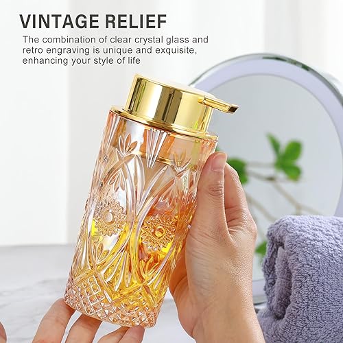 Miniatura 2 de Dispensador de jabón de manos de espuma de vidrio dispensador de jabón espumoso para baño, dispensador de jabón transparente con bomba (Amber Sun