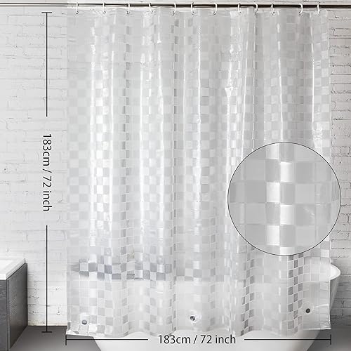 Miniatura 6 de WELTRXE Forro de cortina de ducha EVA de 72 x 72 pulgadas, forro de ducha transparente resistente 8G con diseño, cortinas de ducha de plástico para