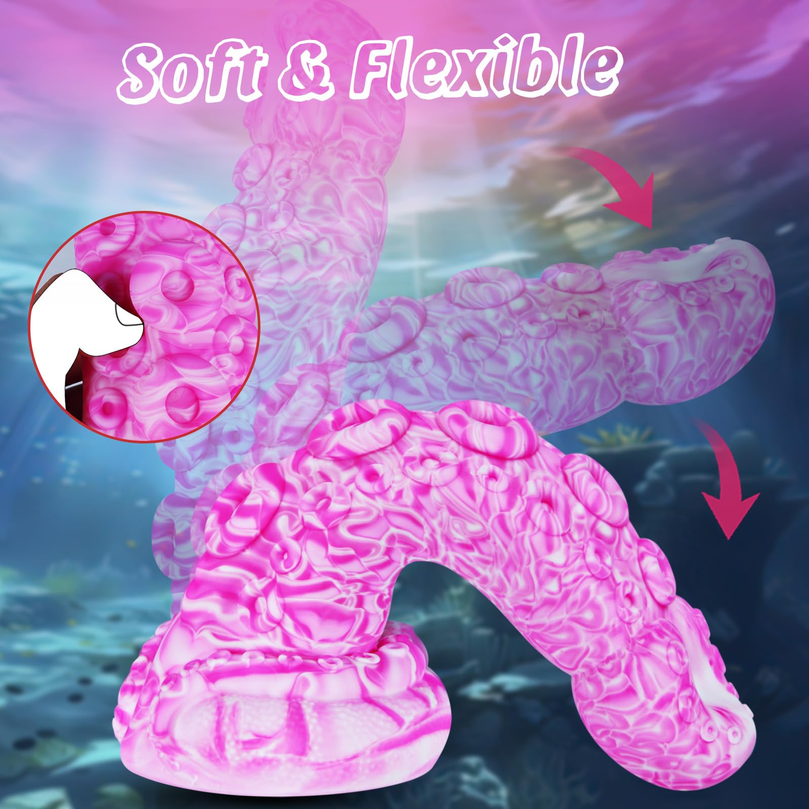 Plug anale in silicone da 24,5 cm con ventosa a tentacolo di polpo spessa, design alieno largo 4,9 cm, stimola punto G e prostata, lungo, spesso e realistico, adatto a donne e uomini