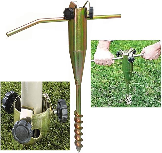FB FunkyBuys Steel Screw in Ground Spike for Rotary Washing Line Parasol Cloth Airer Stand Base Rust Resistant Heavy Duty