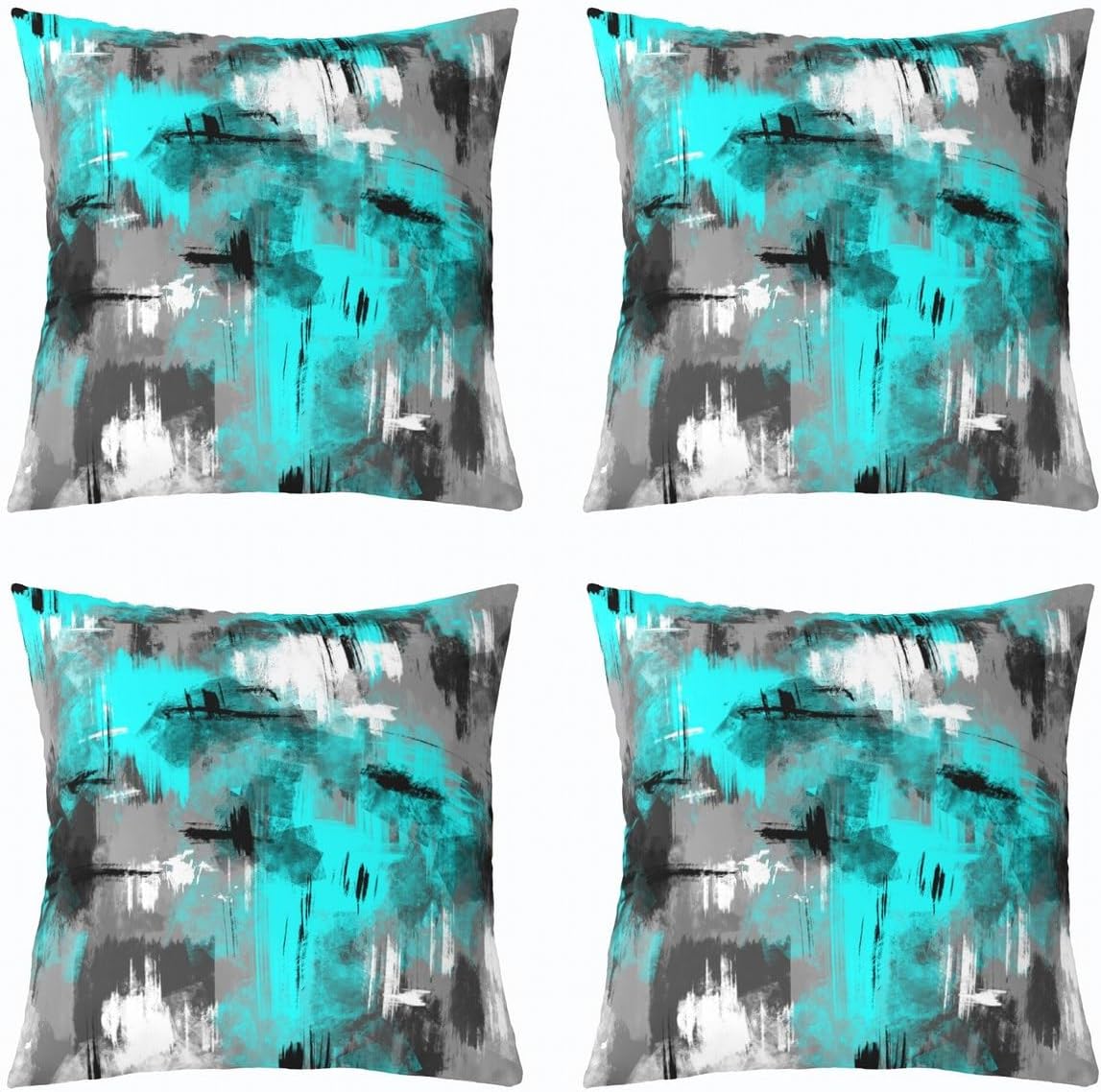 jejeloiu Blue Gray Throw Pillow Covers Set of 4 16 x 16 Inch Kids Abstract Geometric Cushion Case for Boys Girls Teens Modern Art Decor Pillowcase Soft Lightweight Room Decor