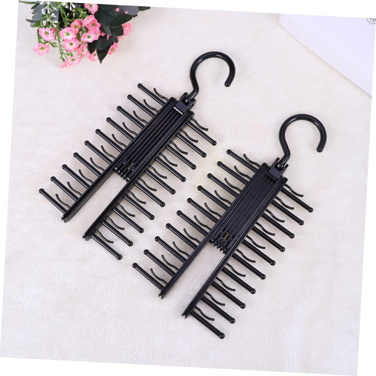 Hemobllo 3Pcs Multifunctional Tie Hanger Rack Rotating Double Sided Organizer for Ties Scarves and Belts Black Space Saving Closet