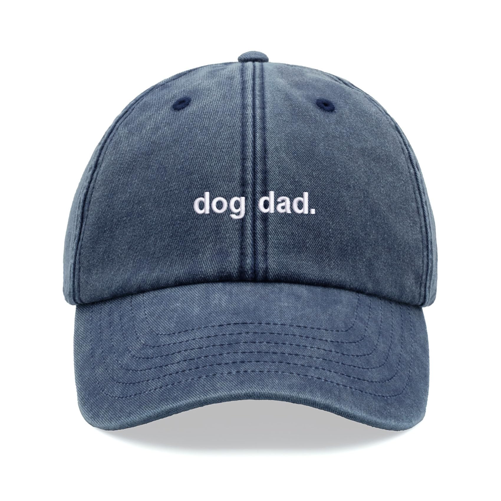 Dog dad. Baseball Cap Vintage Washed Unisex Dad Hat Adjustable Dog Blue Denim