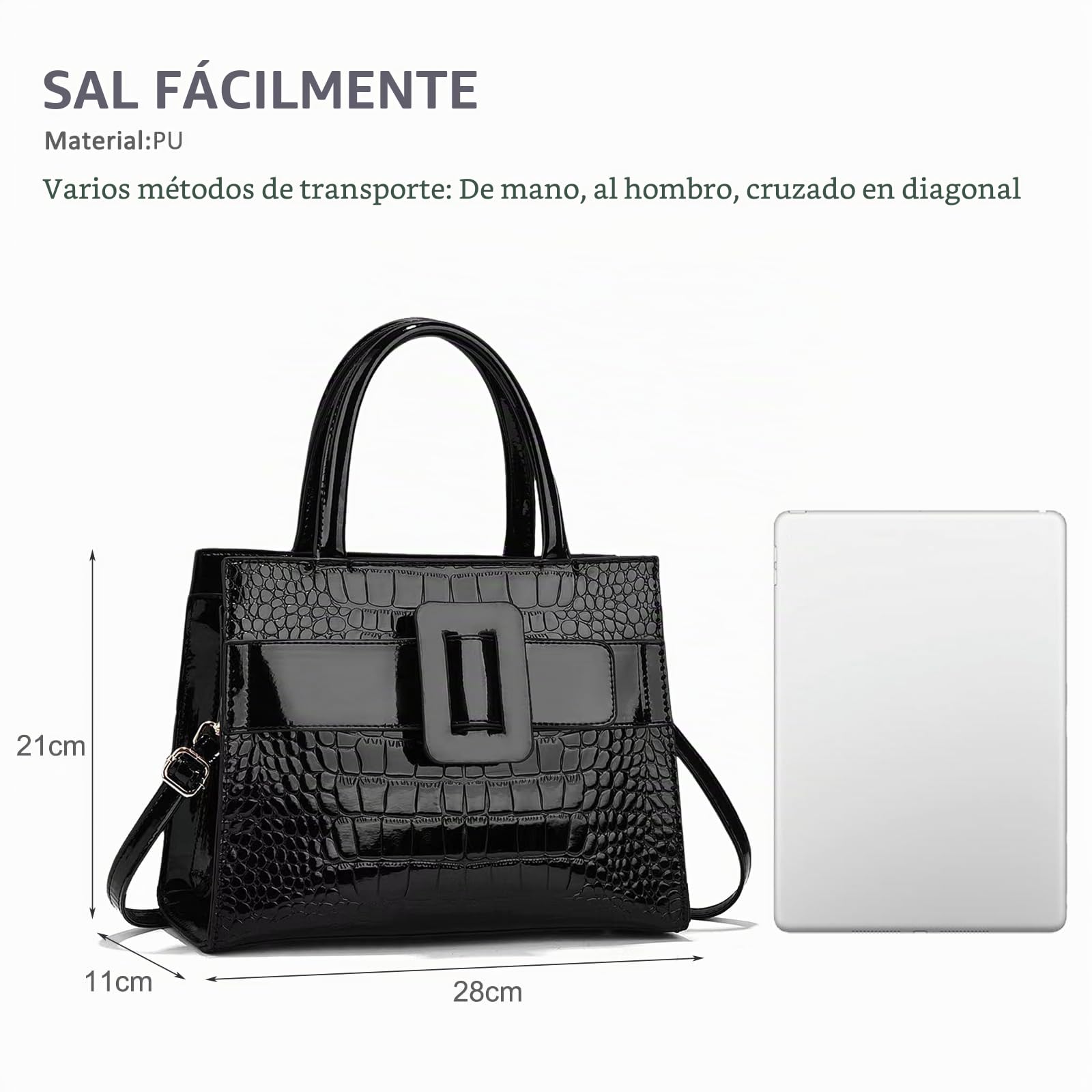 NICOLE & DORIS Bolso de Las Señoras Bolso de Mujer de Mano Cocodrilo Bolso Bandolera Cuero PU Bolso de Hombro Bolsa Cruzado Trabajo Viaje Compras