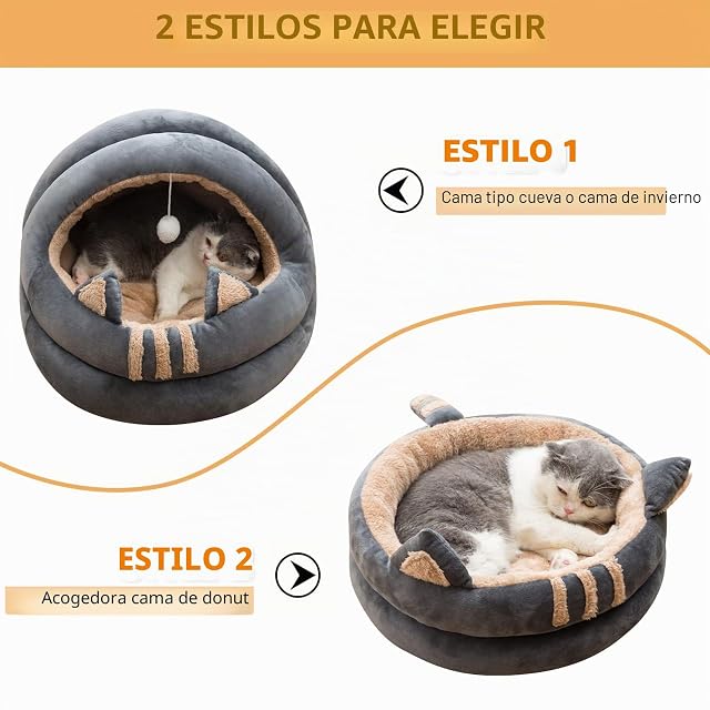 Foto 6 de 7 de PETCUTE Cama Lavable con Fondo Antideslizante, Canasta Caliente para Gato, Almohada Cómoda para Perros