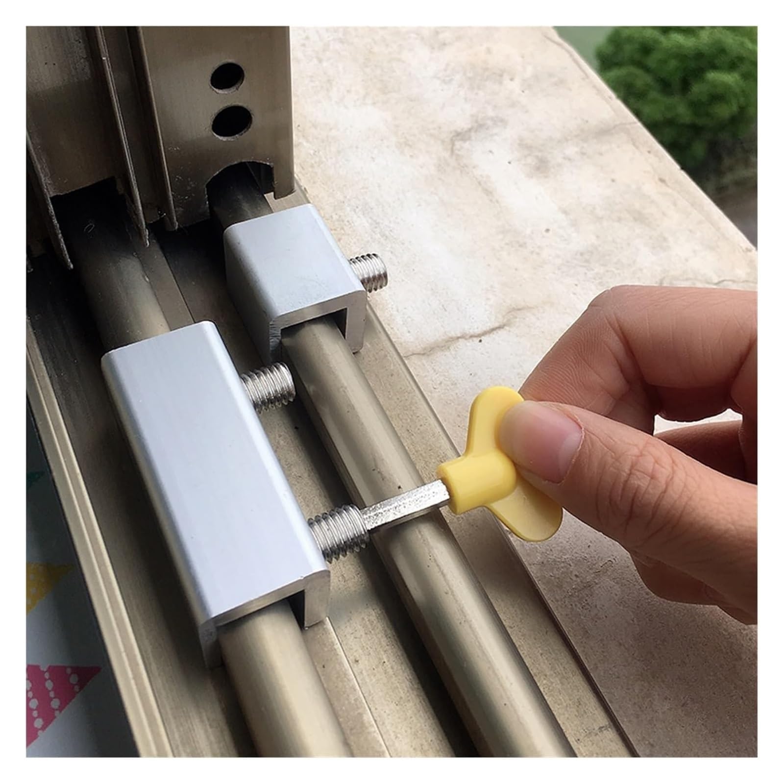 Butée de fenêtre, Serrure de porte/fenêtre en aluminium avec clé argentée