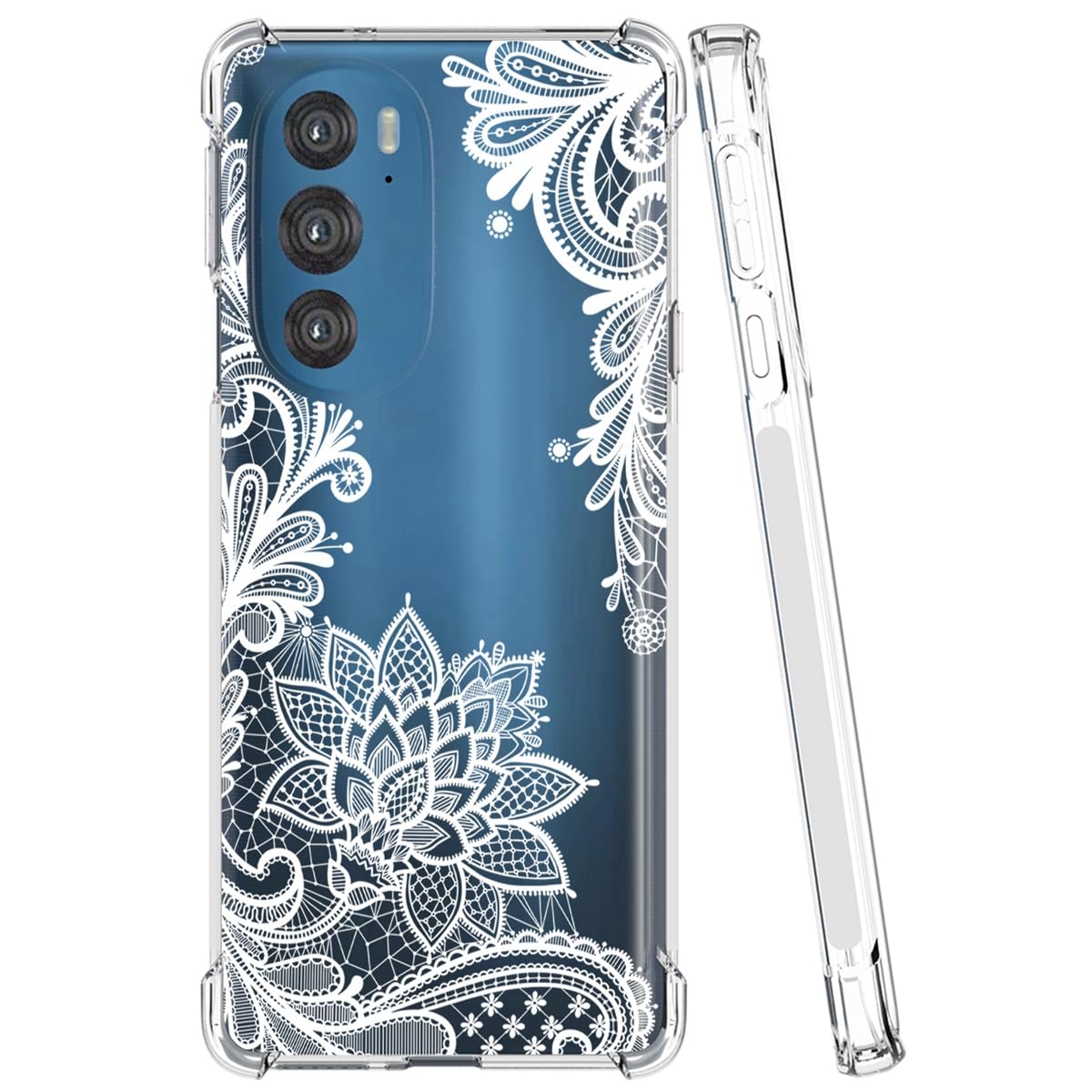 Custodia Per Motorola Moto Edge Plus 2022 / Edge 30 Pro Trasparente Con Farfalla Rosa - TPU Morbido E Anticaduta