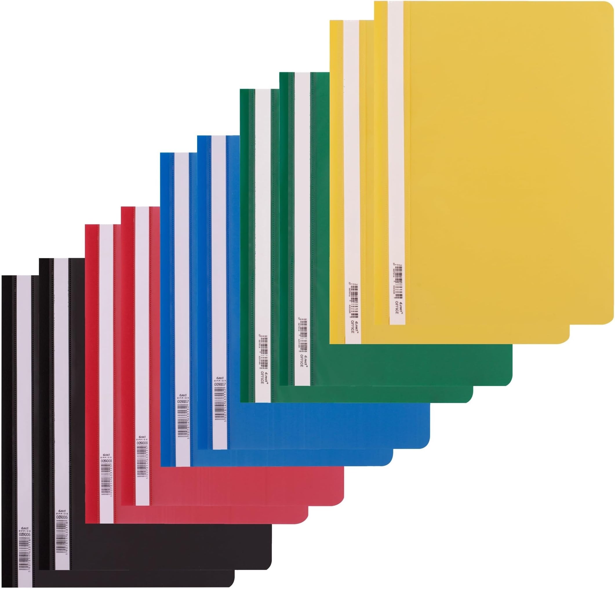 D.RECT A4 Clear Front Document Folders – 10-Pack Polypropylene Filing Covers with Index Strip – Durable Presentation Folders for Office & School