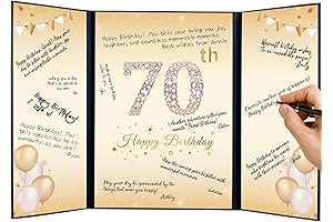 Black and Gold Signature Guest Book: Timeless Keepsake for 70th Birthdays