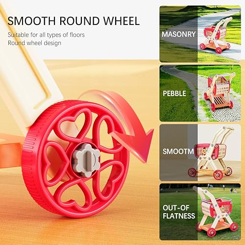 Miniatura 2 de Carrito de compras para niños con comida de simulación y accesorios, carrito de compras de juguete para niños y bebés con alimentos de juego,