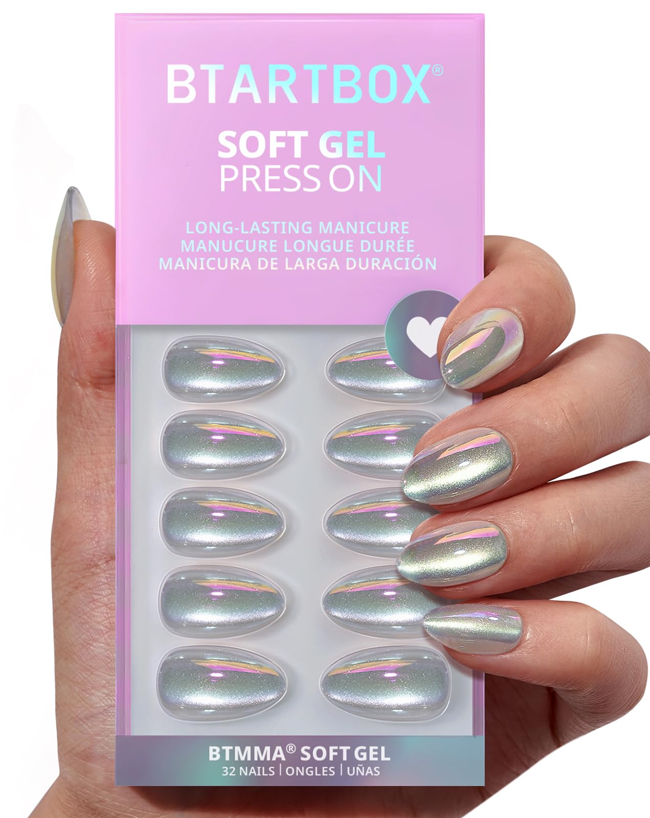 BTArtbox Press On Nails - 32pcs Almond French Tips -27 BTArtbox Press On Nails - 32pcs Almond French Tips -27