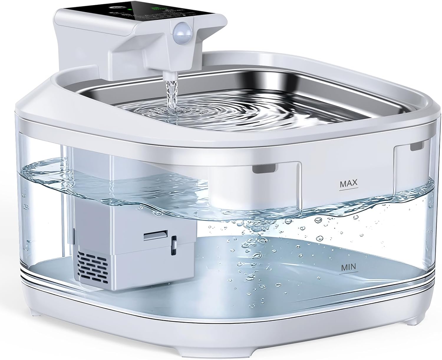 Cat Water Fountain LOXIBAO, 4.5L Large-Capacity Automatic Stainless Steel Pet Fountain with Drinking Spout, High-Capacity Rechargeable Cat Water Fountain - Ultra Quiet Pump for Cats & Dogs,2 Filters
