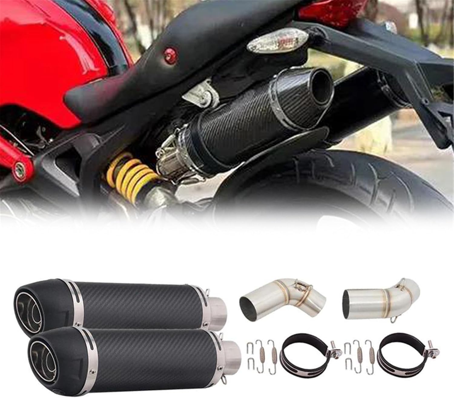 マフラー モーターのための38-51mmユニバーサルオートバイの排気パイプマフラーピットバイクエスケープポット 38-51mm Universal  Motorcycle Exhaust バイクマフラー 32 ミリメートルオートバイマフラーステンレス鋼排気管フィットストリートバイクスクーターダートピット  ... ートバイ排気パ サイレンサー オートバイ 50cc-125cc 28 ミリメートル 32 ミリメートル 38 ミリメートル排気マフラ