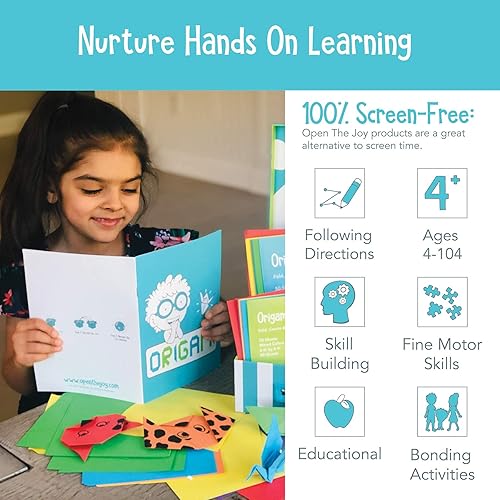 Miniatura 3 de Open The Joy Kit de origami para niños  Juego de 150 papeles de origami multicolor de doble cara  Proyectos de Origami de nivel fácil a duro  Libro