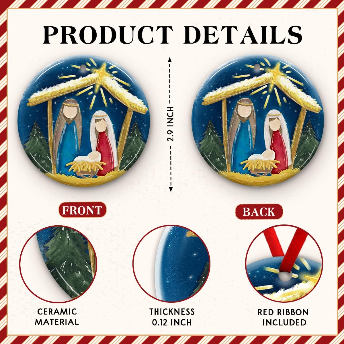 Cute Nativity Scene Ornaments 2025 - Mary, Joseph, Jesus Christ Tree Decor, Holy Night Artstyle Decor - Catholic Xmas Ornaments, Nativity Ornament, Religious Gift Ideas for Kids, Sons - Image 2