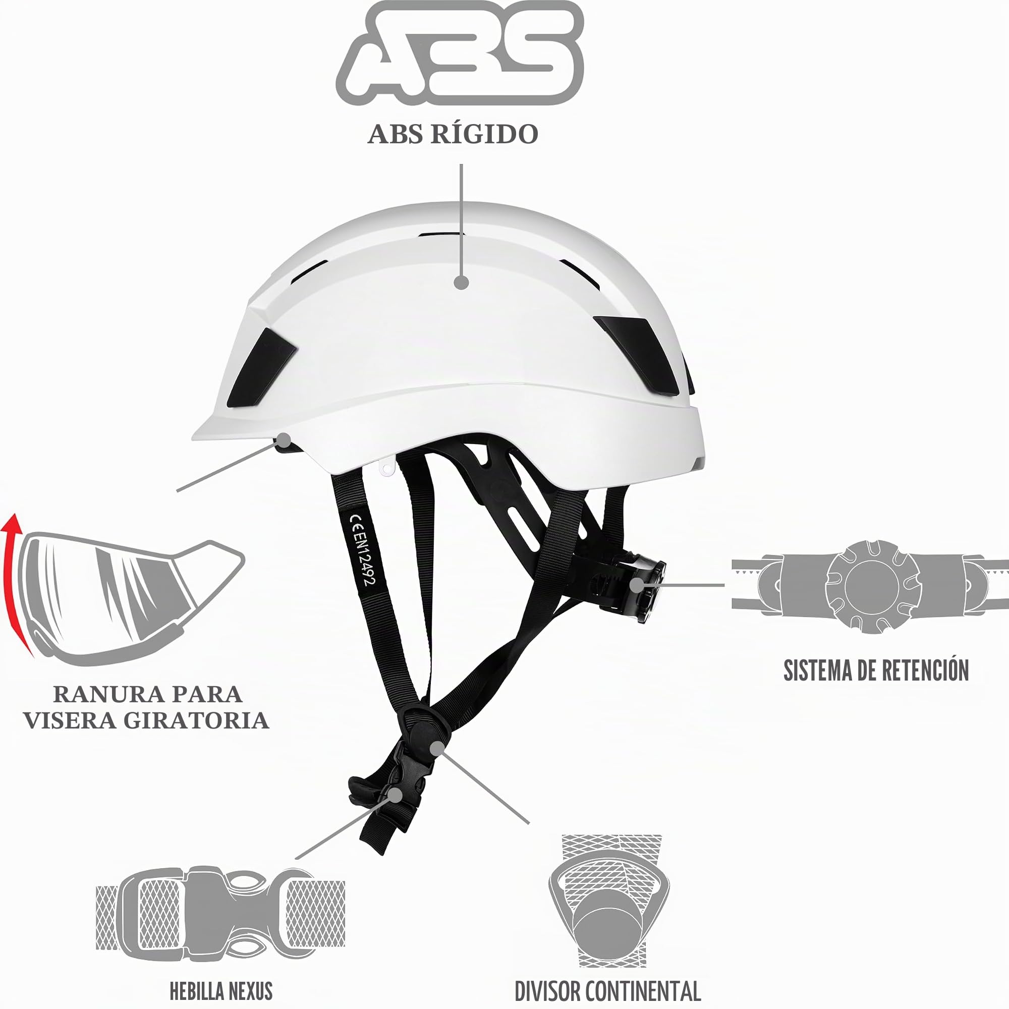 ACE Patera Premium Casco de protección: Casco de construcción y Escalada para el Trabajo y el Deporte - Casco Ligero de Escalada y Casco de construcción