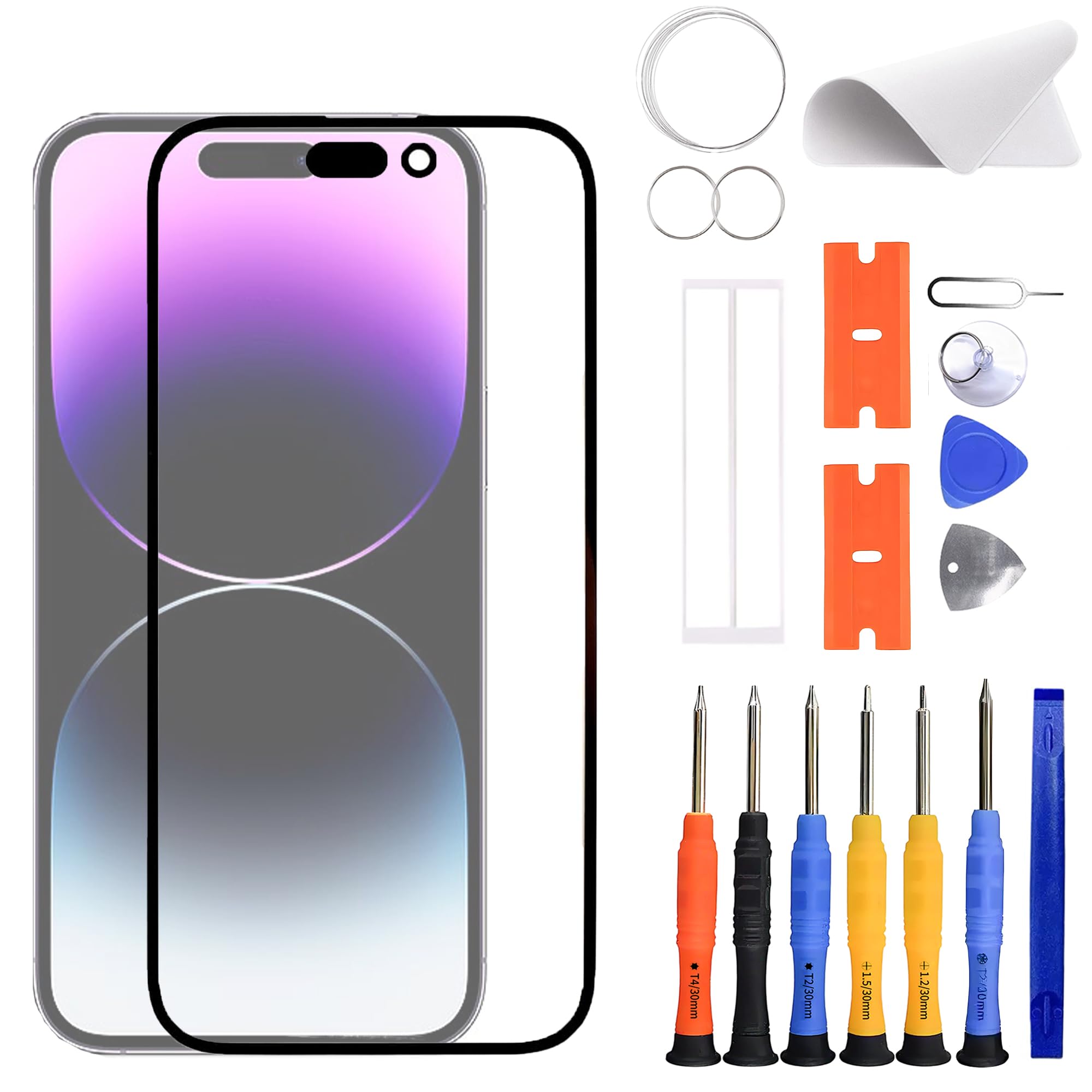 ERYNK New Touch Screen Digitizer Replacement Compatible with iPhone 14 Pro Max [6.7 inch] A2894, A2651, A2893, A2895 with Specialized Repair Tools Kit. (No LCD Digitizer)-with OCA Adhesive