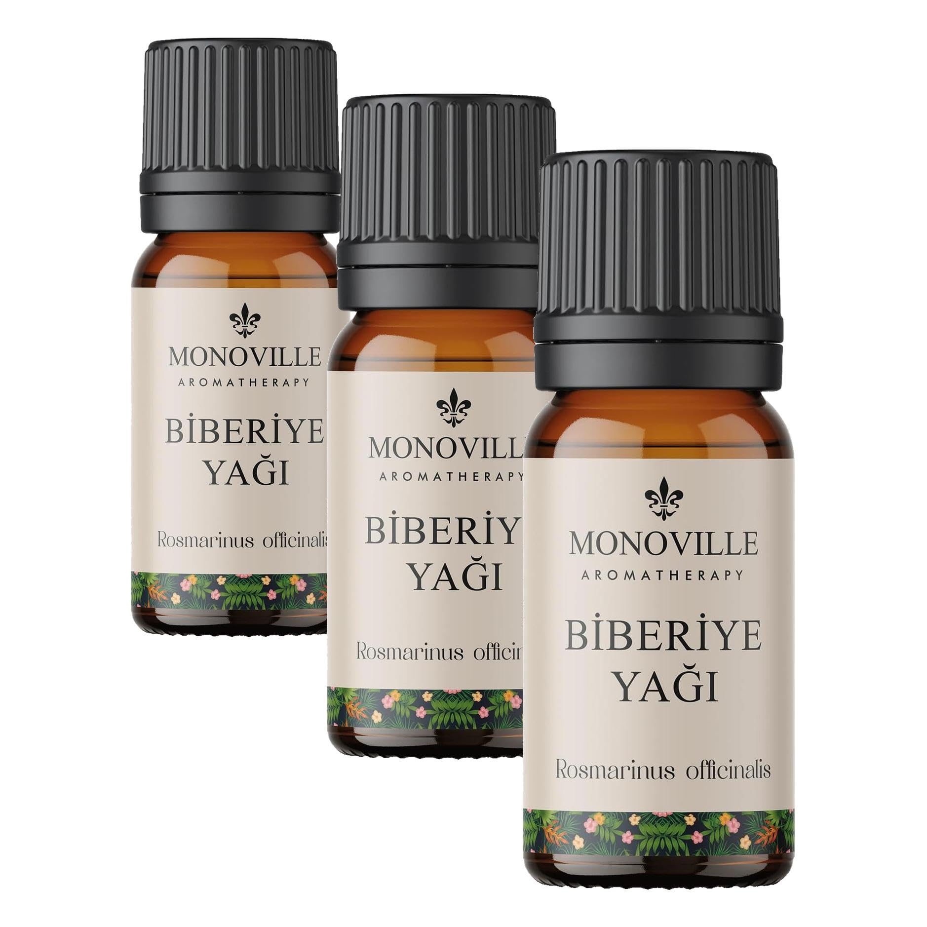 Monoville Biberiye Uçucu Yağı 10 ml%100 Saf ve Doğal (Rosemary Oil) (3 paketi)