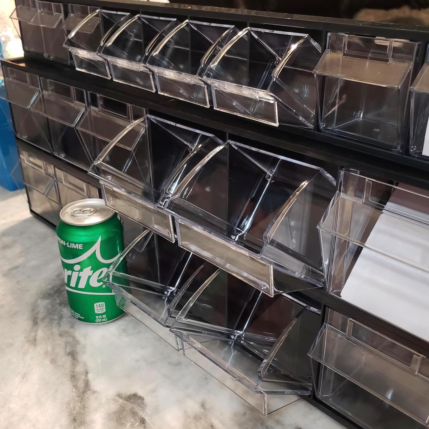 Transparent Tilt Storage System Organizer Bins Tool Organizer for Hardware and Craft (21)