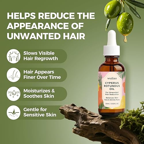 Miniatura 2 de Aceite Cyperus Rotundus para depilación, fórmula orgánica prensada en frío para ayudar a reducir la apariencia de cabello no deseado, aceite