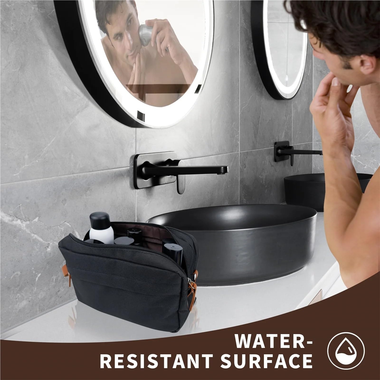 Neceser Bolsa de artículos de tocador for hombre, bolsa de viaje impermeable con asa for artículos de tocador, bolsa de afeitar for accesorios de artículos de tocador for viajes de negocios Para Hombr