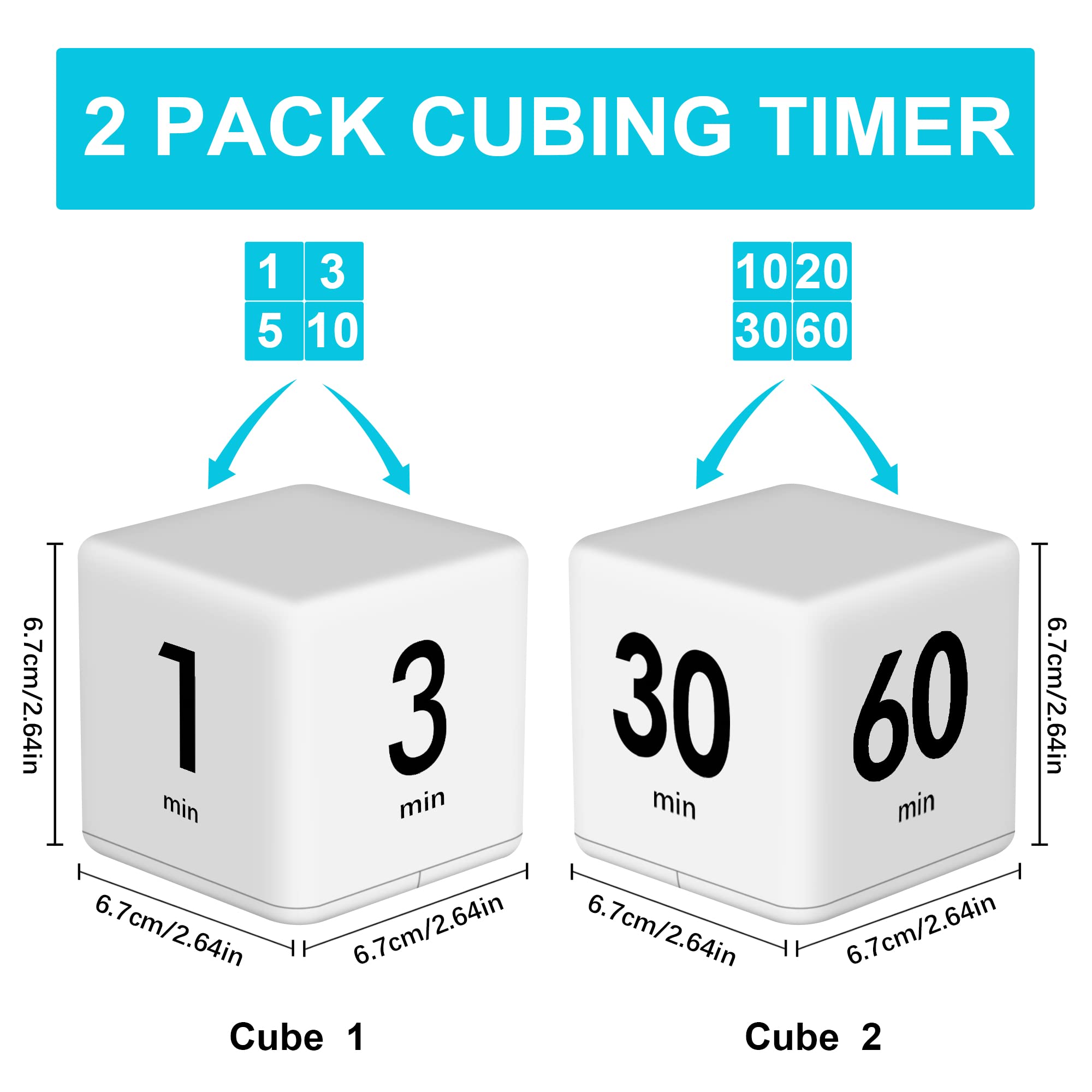 Snapklik.com : JOYIT 2 Pcs Cube Timer Set - 2.6 Inch Gravity Sensor ...