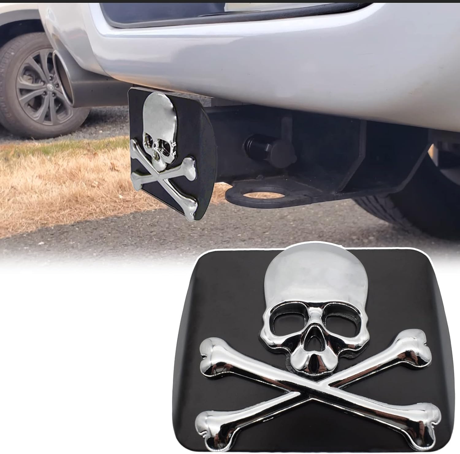 Aluminum 3D Chrome Emblem Trailer Hitch Cover Hitch Tube Plug Cap Fits 2" 50mm Trunk
