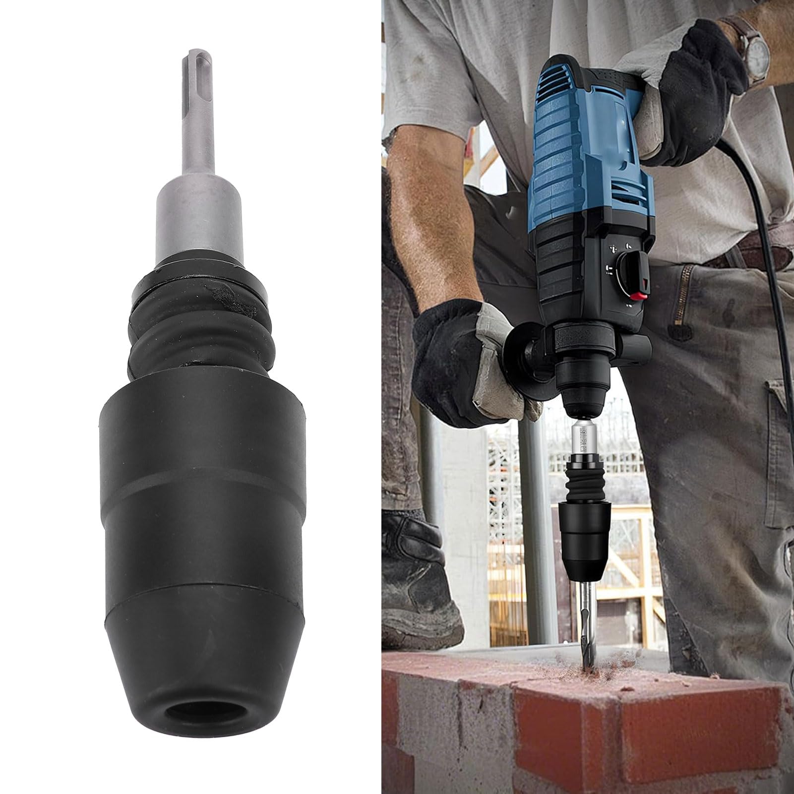 Adapter SDS Plus do SDS Max, konwerter ze stali stopowej 8 1/4 cala do młotów udarowo-obrotowych, prac betoniarskich i rozbiórkowych