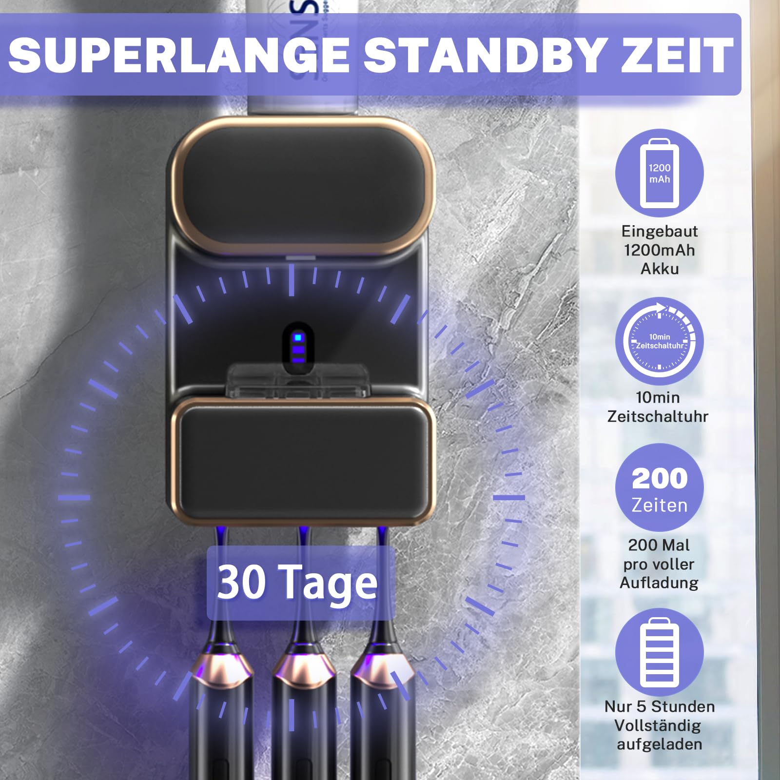 Wekity Automatyczny dozownik pasty do zębów, montowany na ścianie, elektryczny dozownik pasty do zębów dla dzieci i dorosłych, wodoszczelny i pyłoszczelny, do łazienki (czarny)