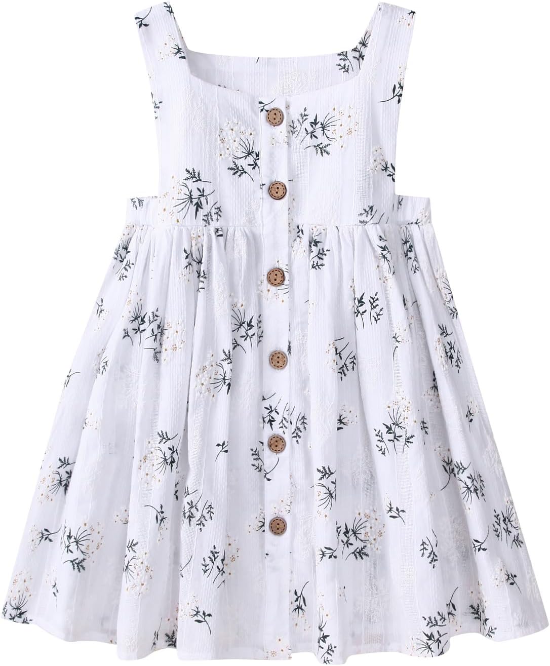 Toddler Girl Cotton Linen Summer Dress Suspender Sleeveless Button Beach Girls Sundress