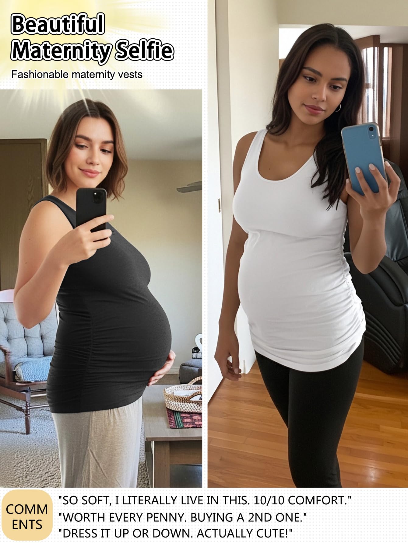 PARNIXS Estate Donna Premaman Canotta Comodo Senza Maniche Premaman Vestiti
