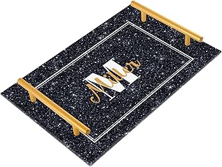 Black Glitter Print Custom Bathroom Vanity Tray for Countert