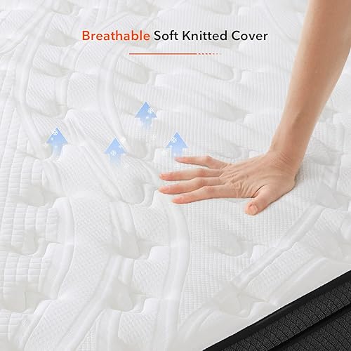 Miniatura 6 de Sweetnight Colchón King en una caja, colchón híbrido de espuma viscoelástica de gel de 12 pulgadas con resortes embolsados individualmente para