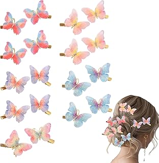 Qiyuda 18 Pcs Butterfly Hair Clips, Rhinestone Glitter butterfly Clip for Girls, Teens Women