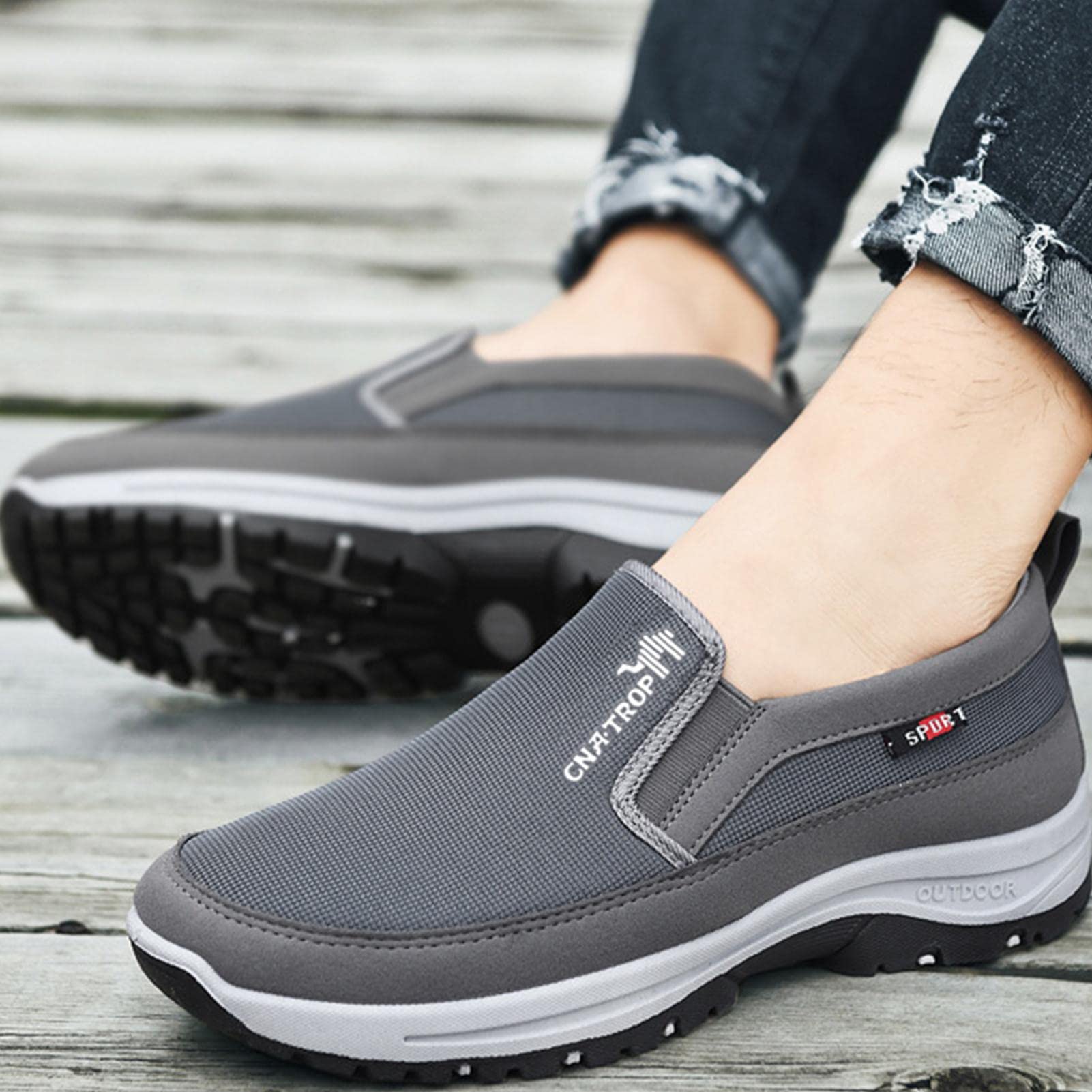 Zapatos ortopédicos para Hombres - Zapatos sin Cordones para Hombre con Soporte para el Arco - Zapatos ortopédicos Casuales Antideslizantes con Goma para Caminar, Caminar, Correr