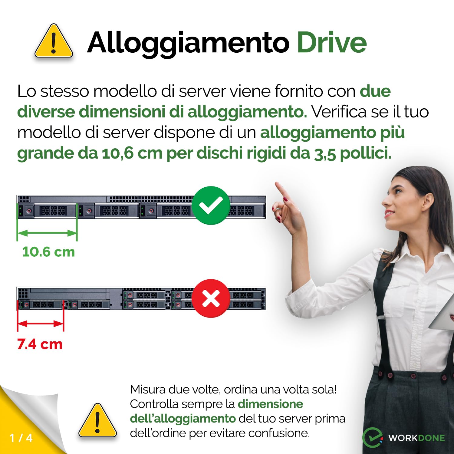 WorkDone Caddy per disco rigido da 3,5 pollici Compatibile con PowerEdge Dell - R340 R440 R540 R640 R740 R6415 R7415 R7425 X7K8W di 14° generazione - Vassoio della staffa Hot Swap contenitore