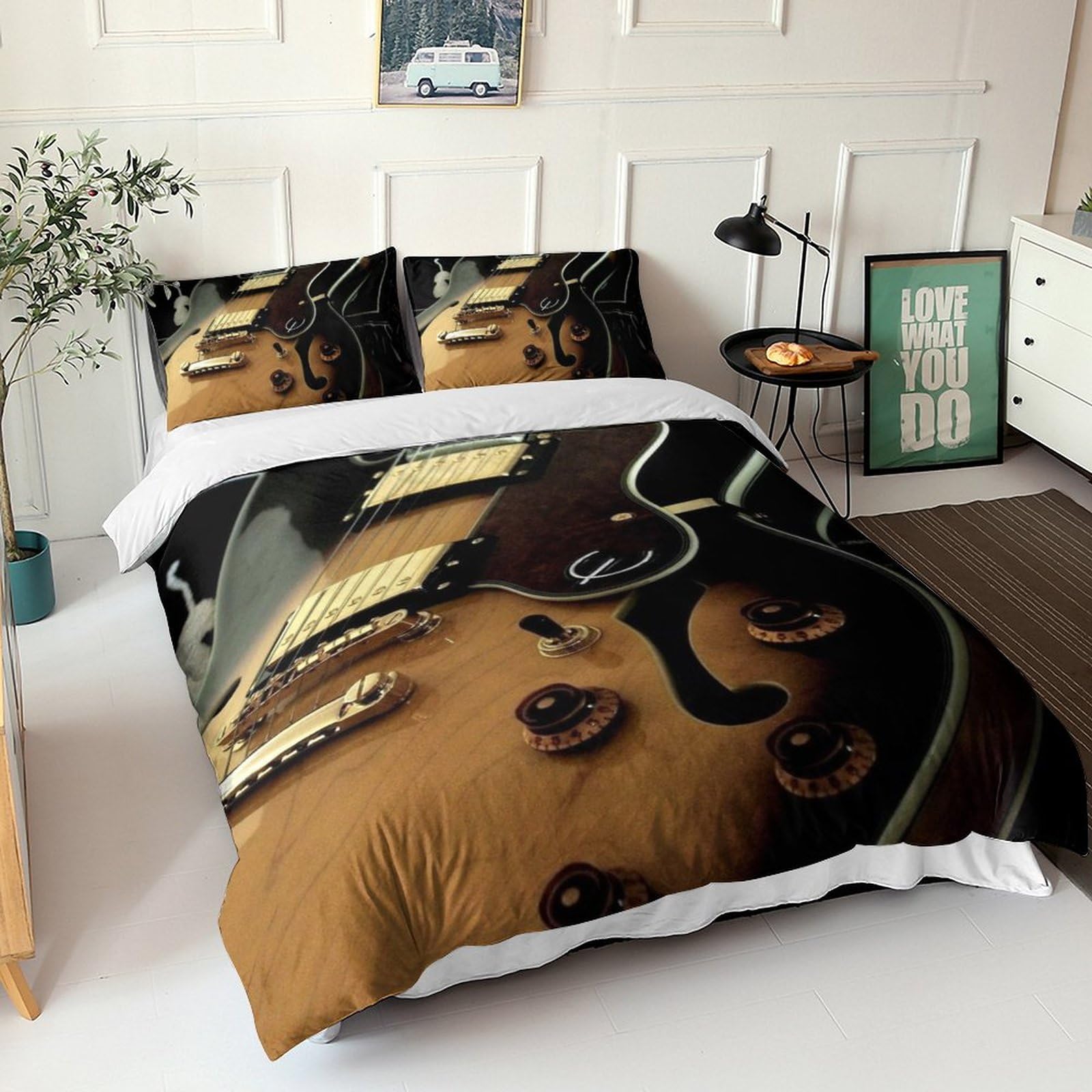 Parure de lit Guitars haut de gamme en microfibre douce King 3 pièces