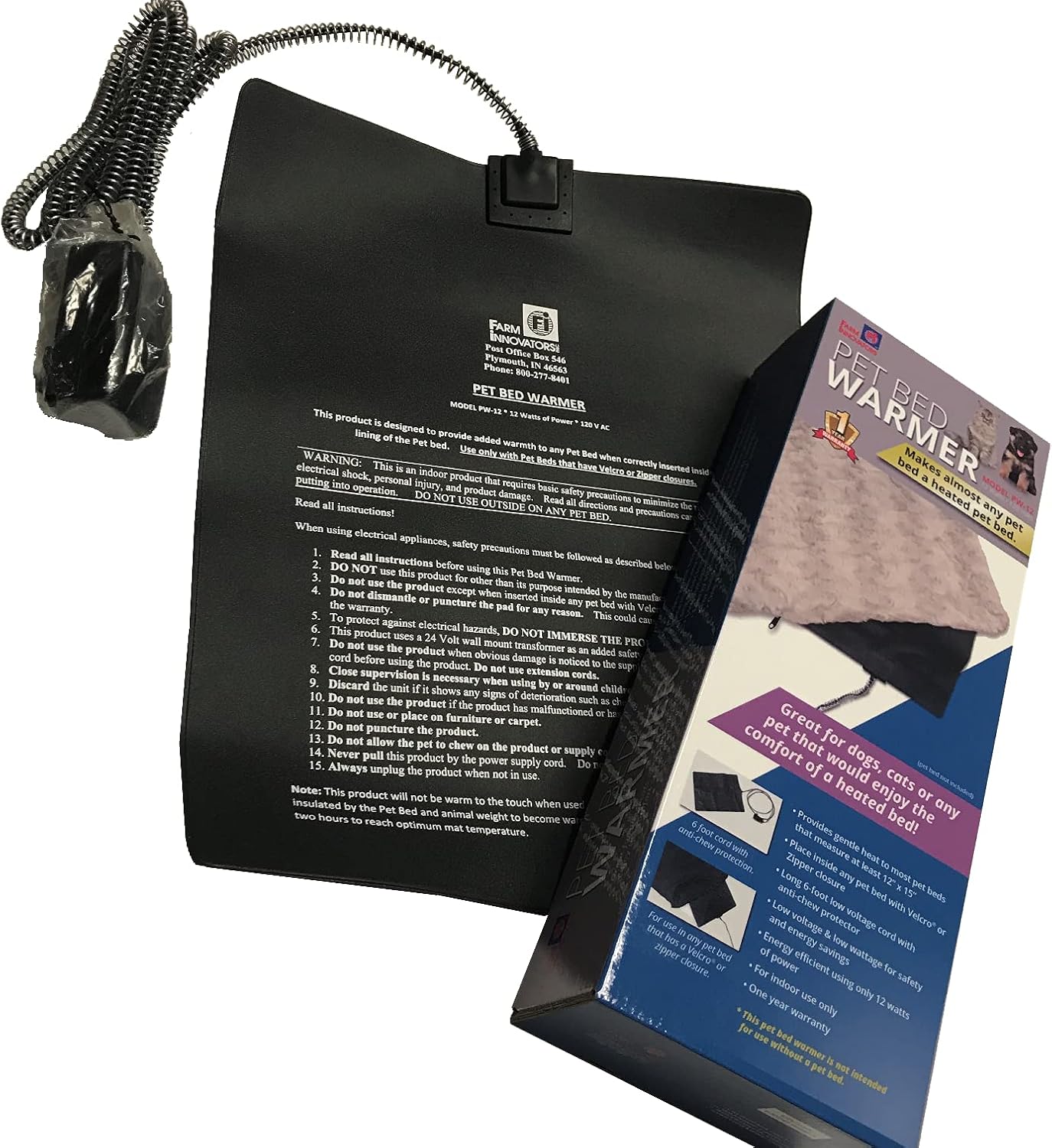 Farm Innovators Pet Bed Warmer for Dogs and Cats, Black