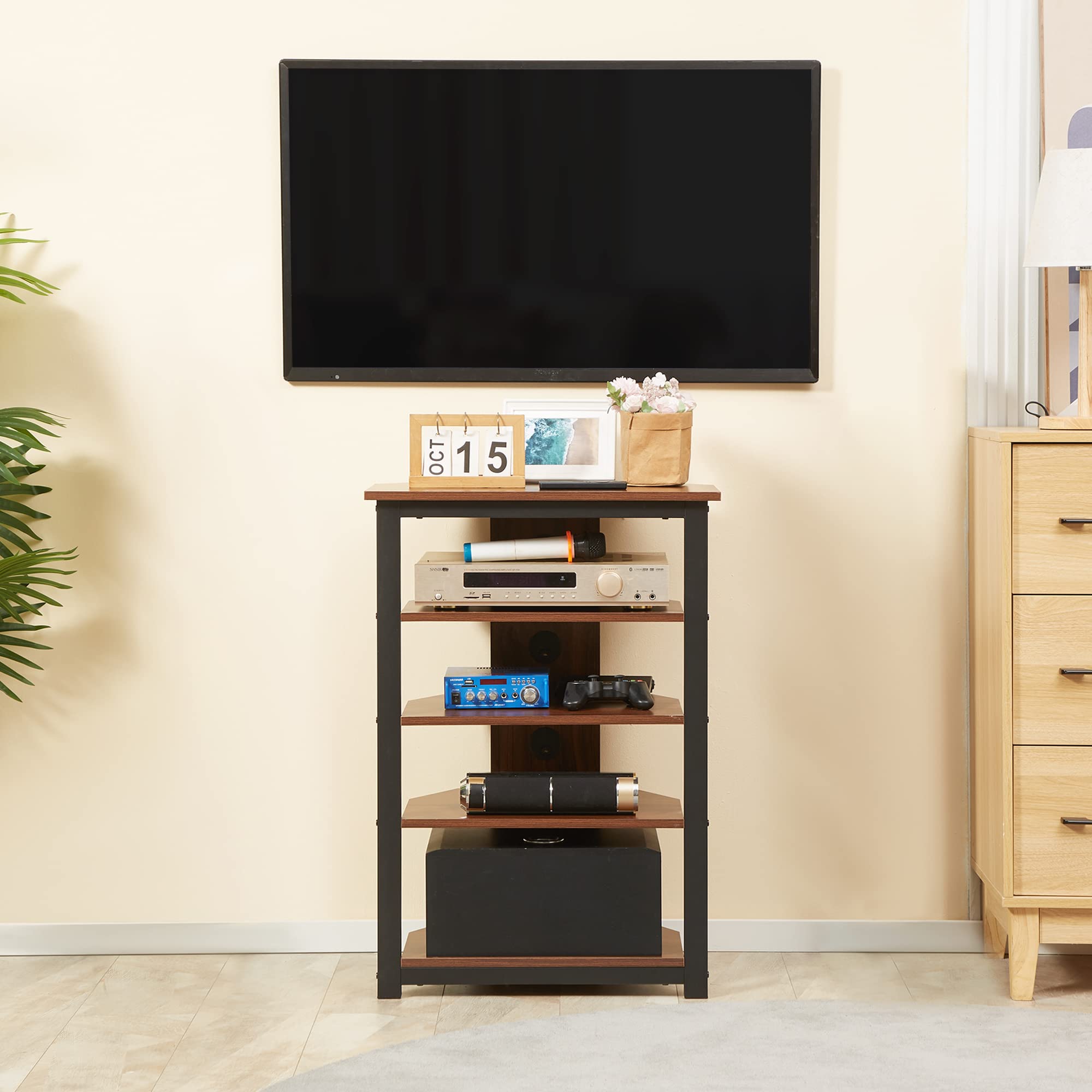 Amazon.com: HOMCOM Media Stand with 4-Tier Audio Rack AV Media
