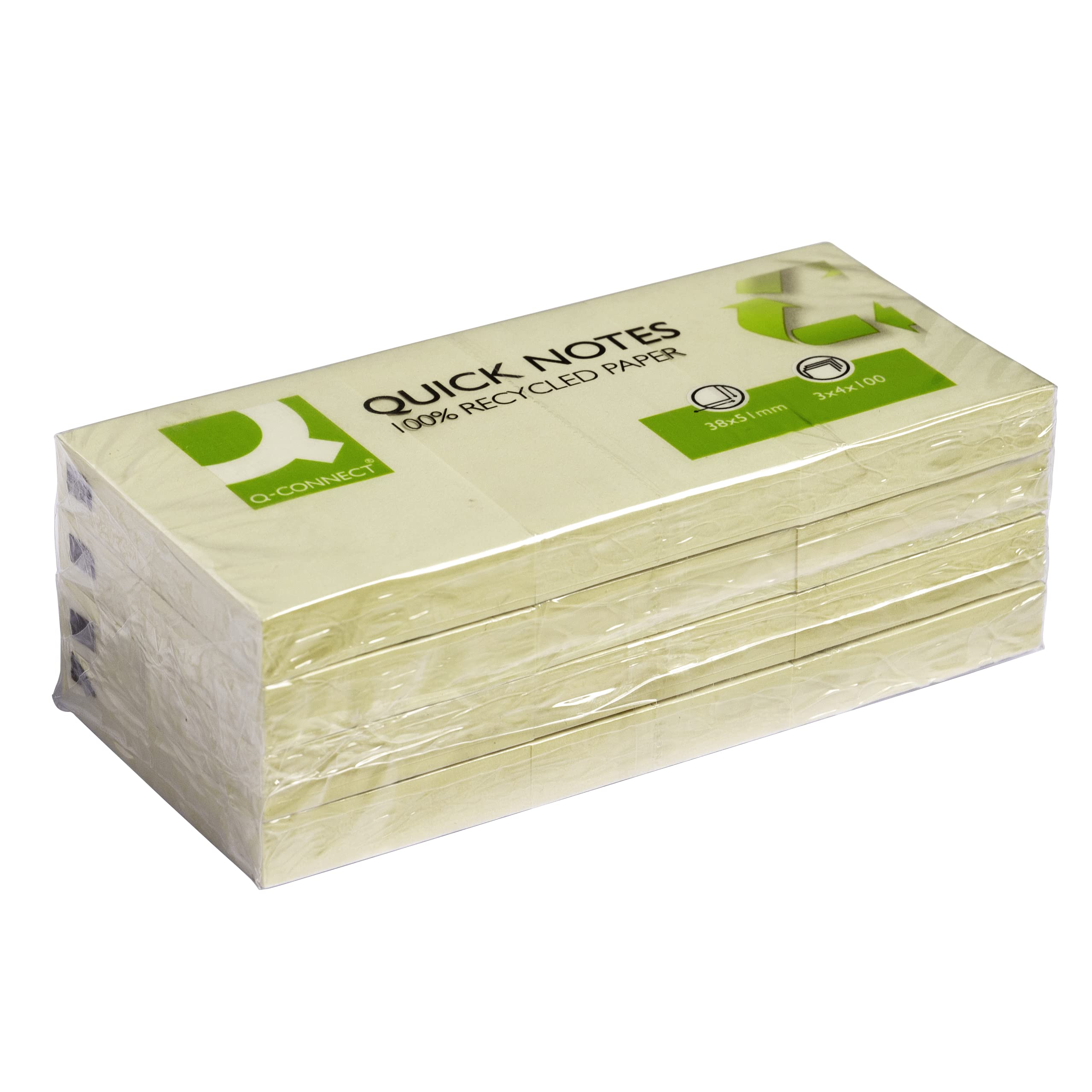 Q-ConnectQuick Notes Recycled 38x51mm Yellow (Pack of 12) KF22367