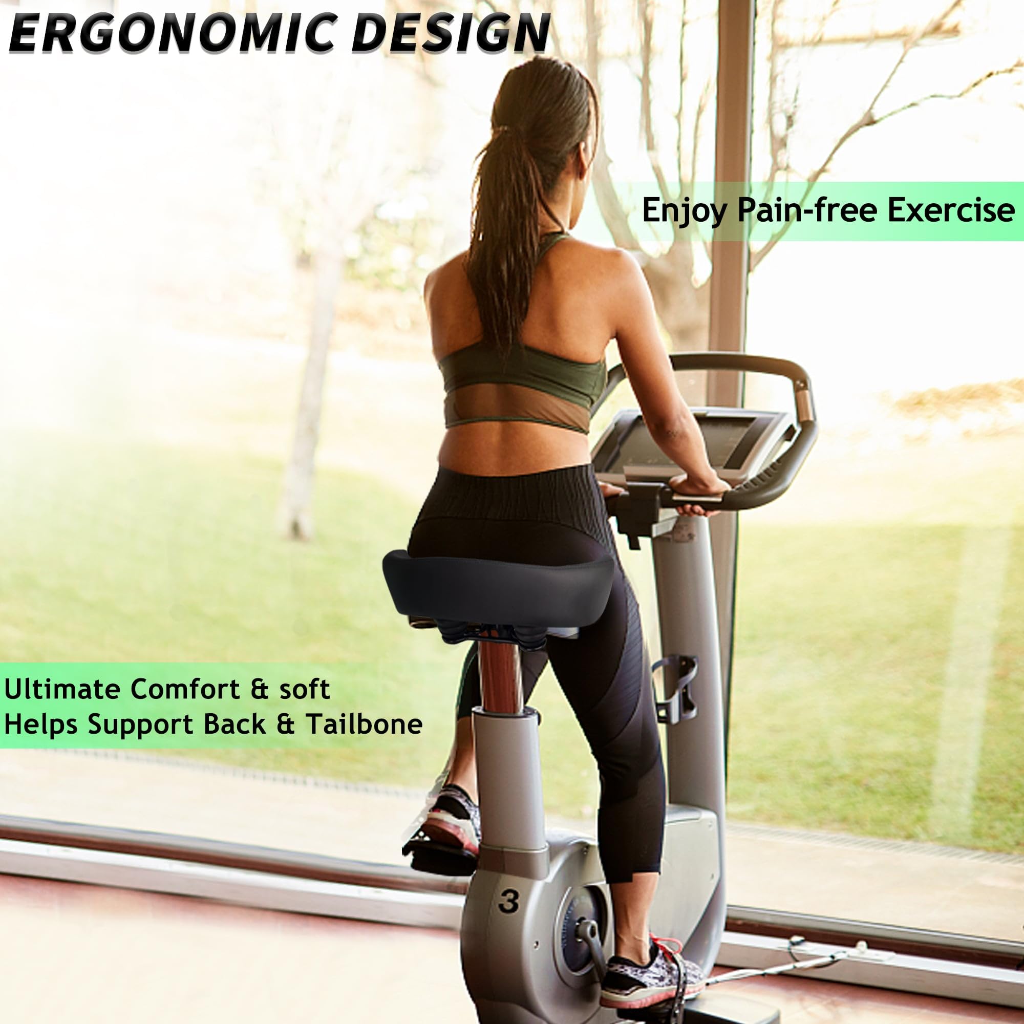 CDYWD Selle de Velo Ultra Confortable Homme et Femme - Super Doux, Large, Mousse à Mémoire de Forme, Siège de vélo Ergonomique - Selle Confort Velo pour VTT, Vélo de Ville, Ebike