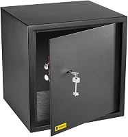 HomeSafe HV38K Bútorszéf Kulcsos Zárral - 38x35x35 cm Acél Páncélszekrény Pénz, Ékszer és Dokumentum Tárolásához, Falra és Padlóra Rögzíthet 1