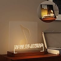YuanDian Now Playing Vinyl Record Stand with Warm LED Light - Wooden Acrylic Display Holder for Albums & Music Lovers