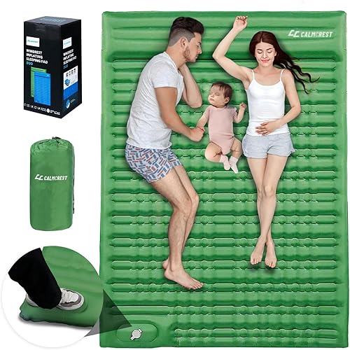 COOLERO Colchoneta de dormir doble para campamento, alfombrilla inflable ultra gruesa de 5 pulgadas con bomba de pie incorporada, alfombrilla de