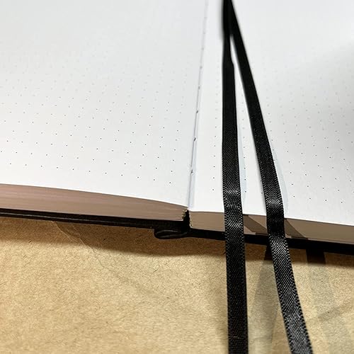 Miniatura 4 de Jourmore Dot Grid - Diario A5 de tapa dura de cuero vegano, papel blanco brillante, 160 páginas, 160 páginas, 160 GSM, diario punteado, cuaderno de