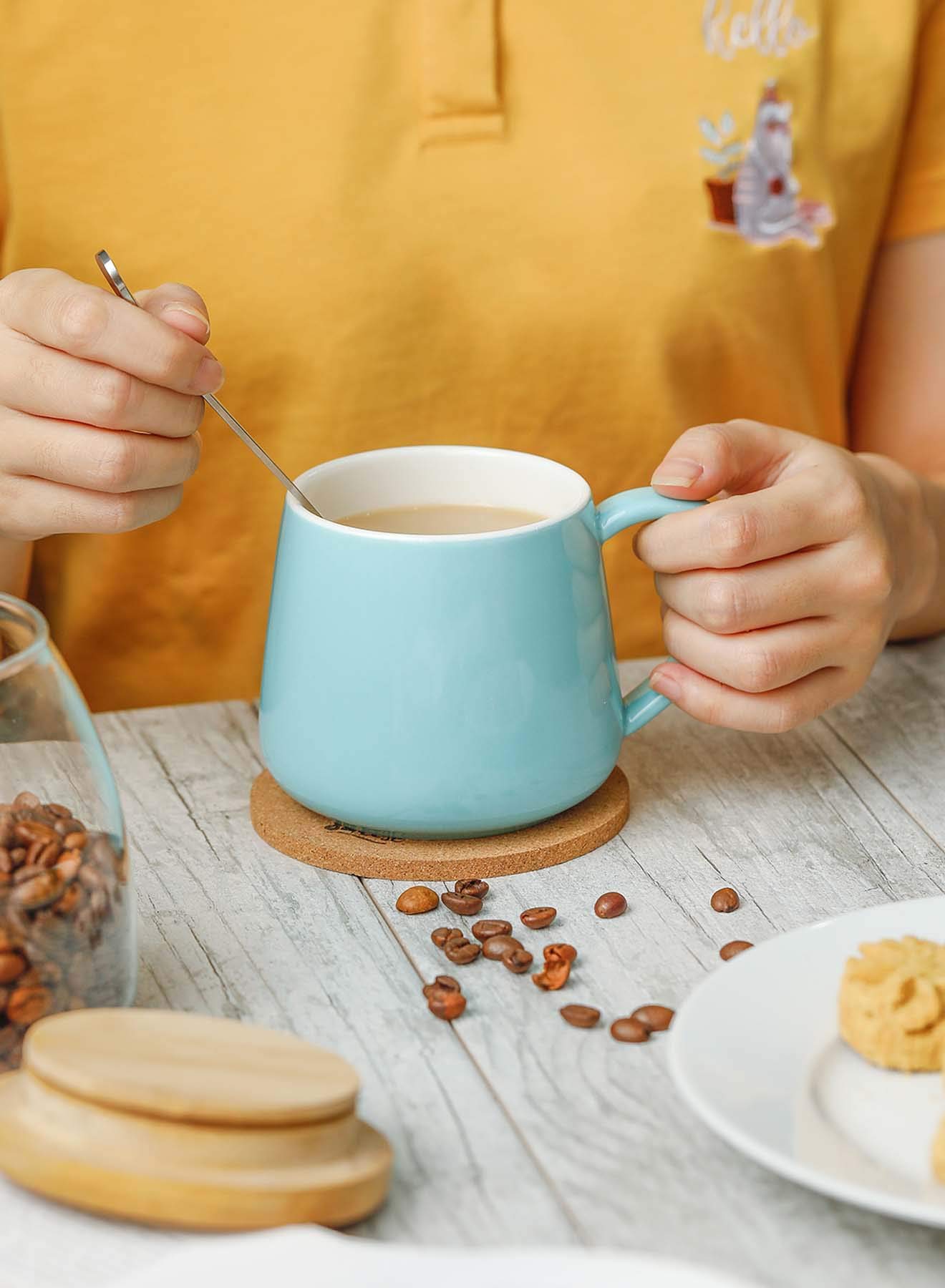 Sweese Porcelain Mugs - 12 Ounce For Coffee, Tea, Mocha And Mulled Drinks Set Of 6 Hot Assorted Colors - View #4